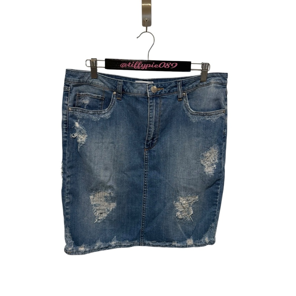 Greywire Clove Denim Distressed Skirt Blue Size 32